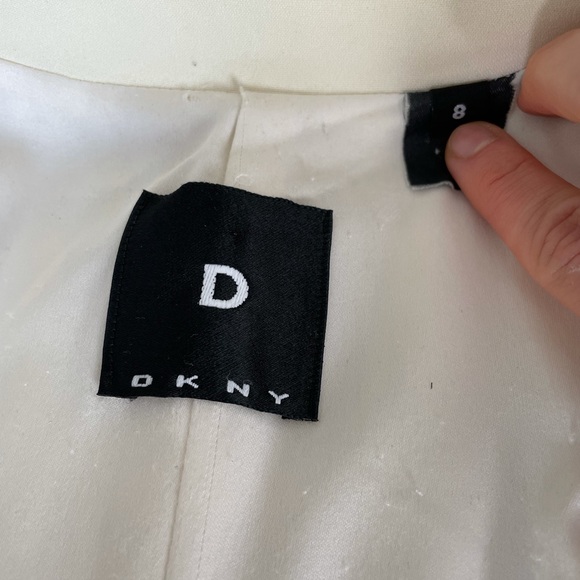 DKNY designer brand cream coat knee length size 8 - Picture 10 of 17
